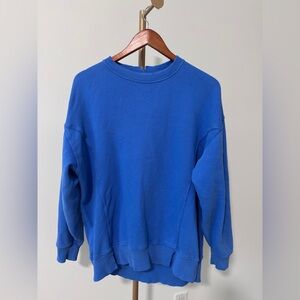 aerie Blue Distressed Vintage-Style Oversized Crewneck – Size XS